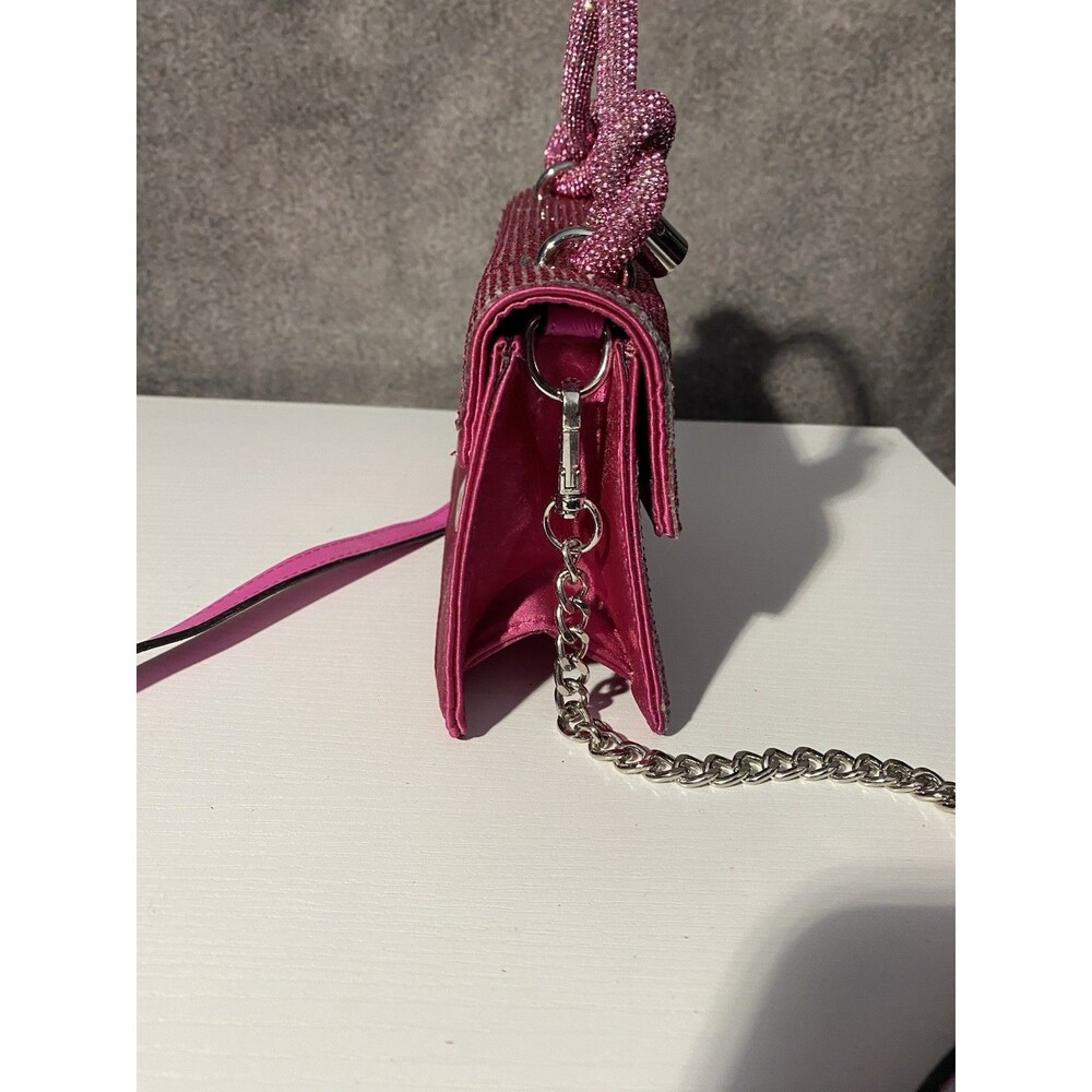 ALDO Hot Pink Rhinestone Handbag Mini Top Handle Bag With Chain Crossbody Strap - Picture 5 of 14